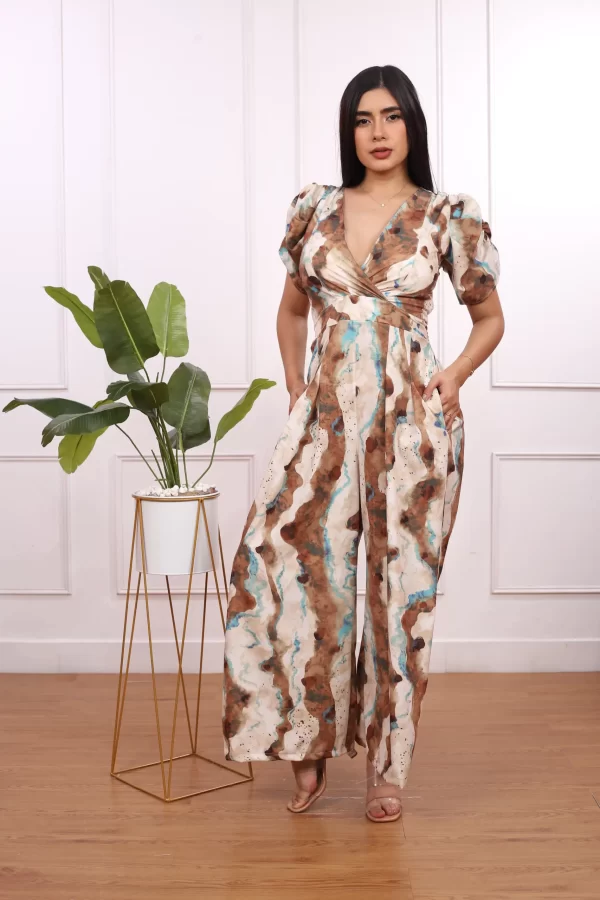 Vestido con estampado marron