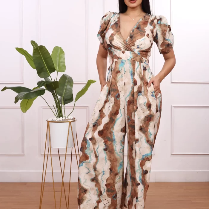 Vestido con estampado marron