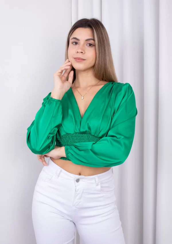 Blusa verde de satin