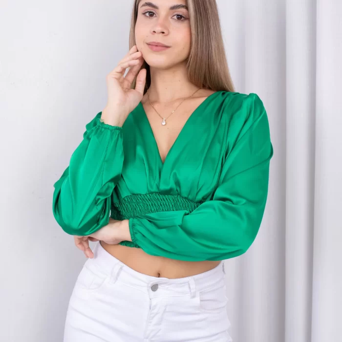 Blusa verde de satin