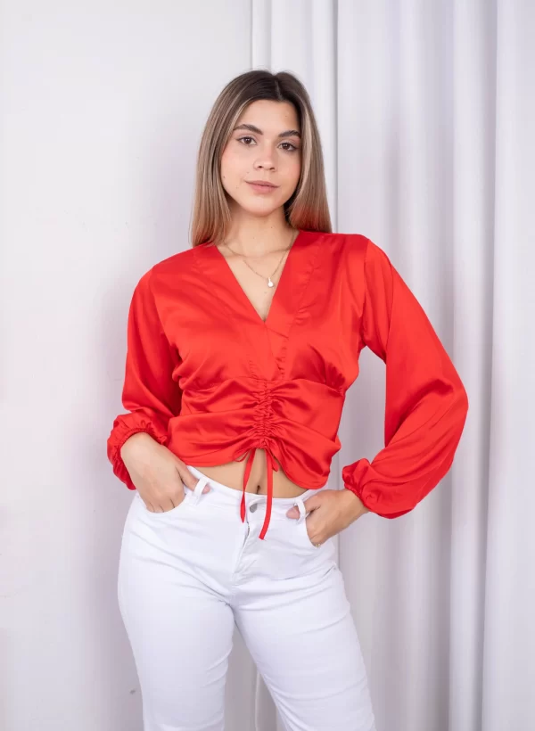 blusa terracota de satin